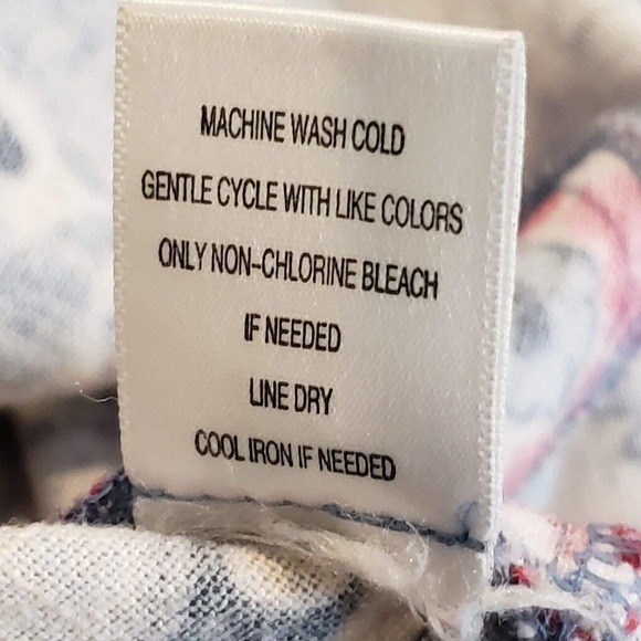 CJ Banks Christopher Banks Women's 2X Linen LS Patchwork Floral Button Up Shirt - Picture 7 of 8